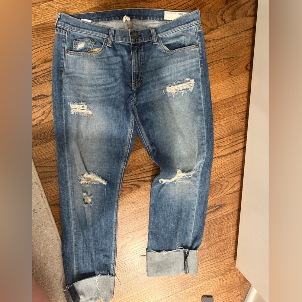 rag & bone Women's Distressed Blue Boyfriend Jeans